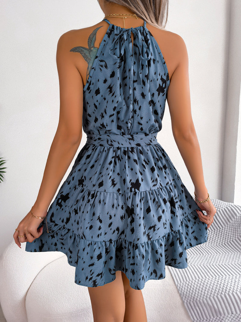 Leopard Print Ruffled Swing Casual Dress