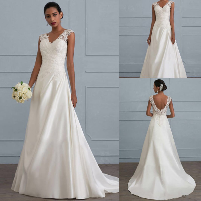 V-neck Fishtail Lace Trailing Wedding Dress