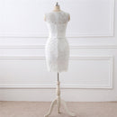 Round Neck Two-Piece White Wedding Dress