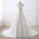 Round Neck Two-Piece White Wedding Dress