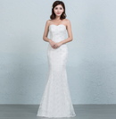 Sequined lace waist fishtail wedding dress