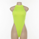 Sleeveless Round Neck Backless Bodysuit