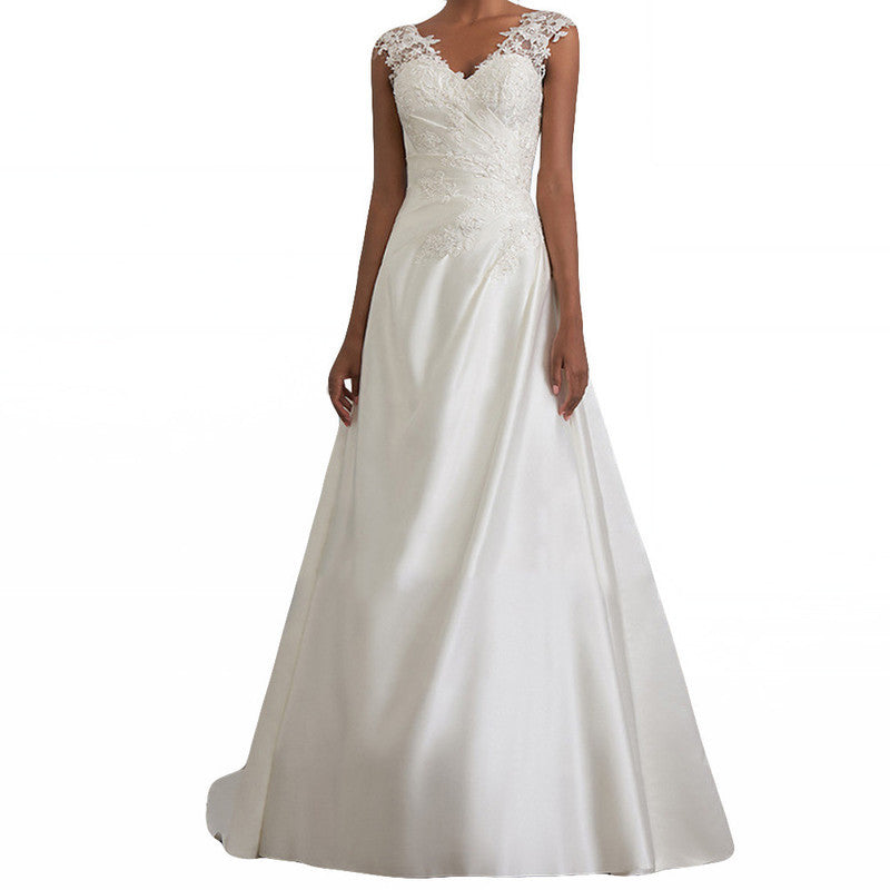 V-neck Fishtail Lace Trailing Wedding Dress