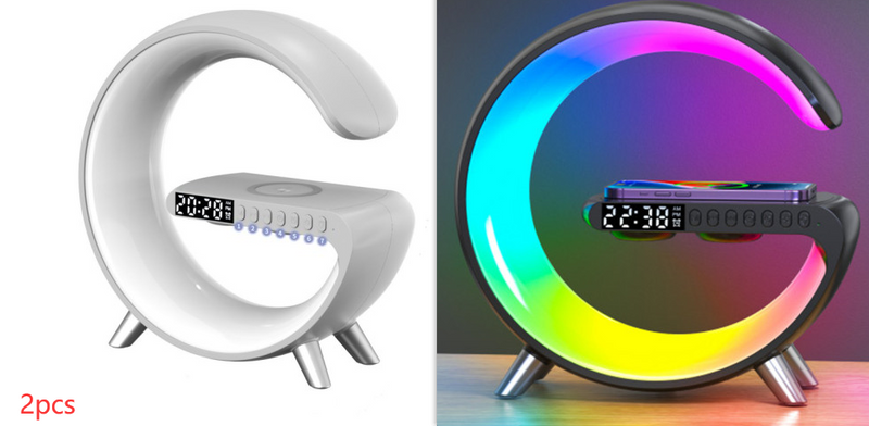 G Shaped LED Lamp Bluetooth Speaker Wireless Charger Atmosphere Lamp with App Control For Bedroom Home Décor