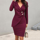 Long sleeve button hip dress