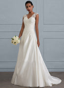 V-neck Fishtail Lace Trailing Wedding Dress