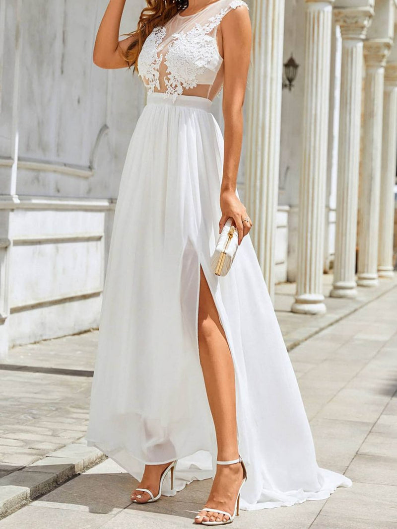 Chiffon Lace Trailing Wedding Dress