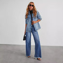 High-Waisted Wide-Leg Jeans with Pockets