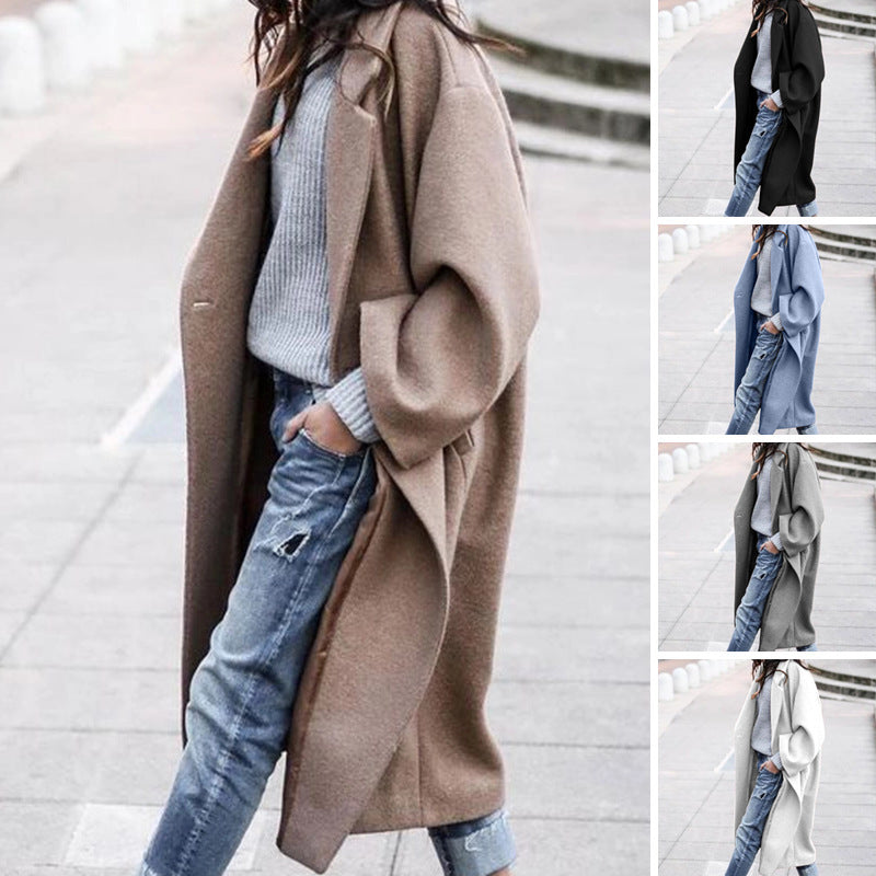 Lapel Woolen Long Coat