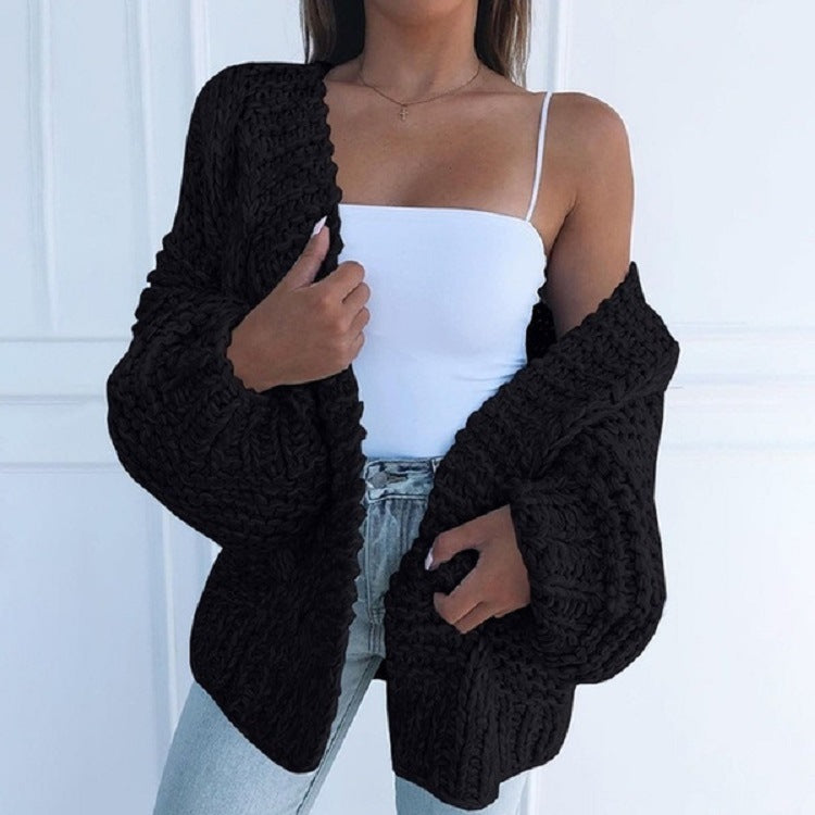 Faux Mohair Knitted Loose Sweater Cardigan