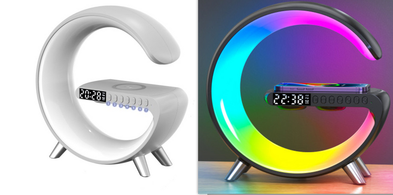 G Shaped LED Lamp Bluetooth Speaker Wireless Charger Atmosphere Lamp with App Control For Bedroom Home Décor