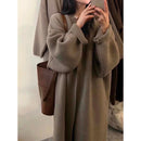 Khaki Knitted Long Cardigan Sweater