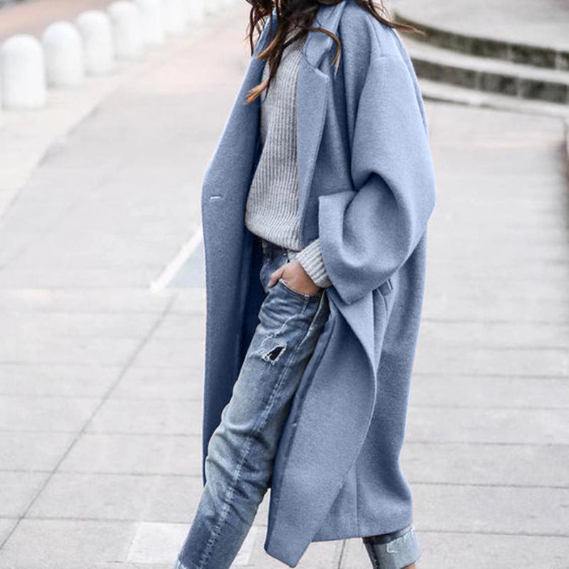 Lapel Woolen Long Coat