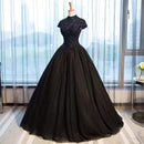 Vintage High Neck Black Wedding