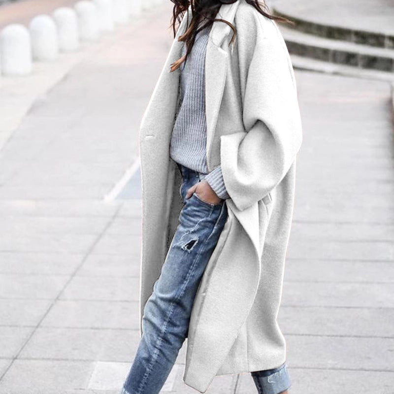 Lapel Woolen Long Coat