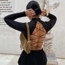 Backless Lace-up Long-Sleeved Top