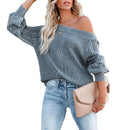 Loose V-neck Lantern Long Sleeve Sweater