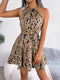 Leopard Print Ruffled Swing Casual Dress