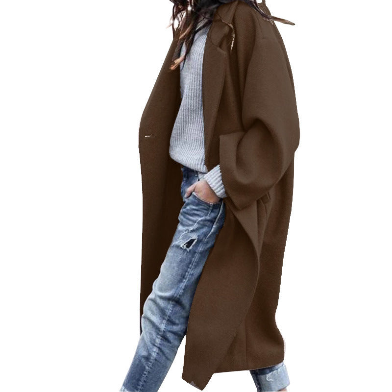 Lapel Woolen Long Coat