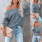 Loose V-neck Lantern Long Sleeve Sweater