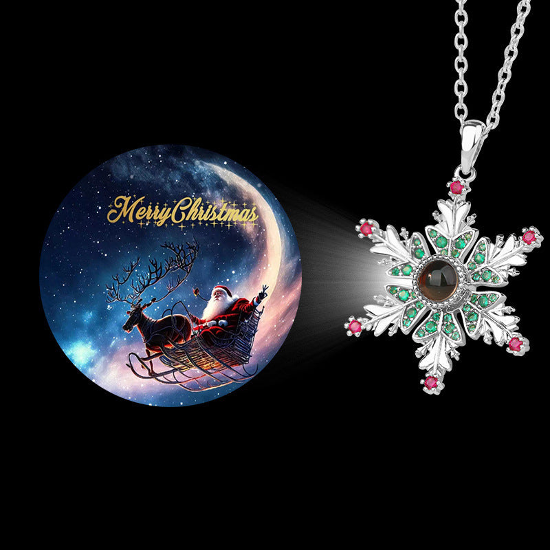 New Christmas Snowflake Necklace With Projection Design