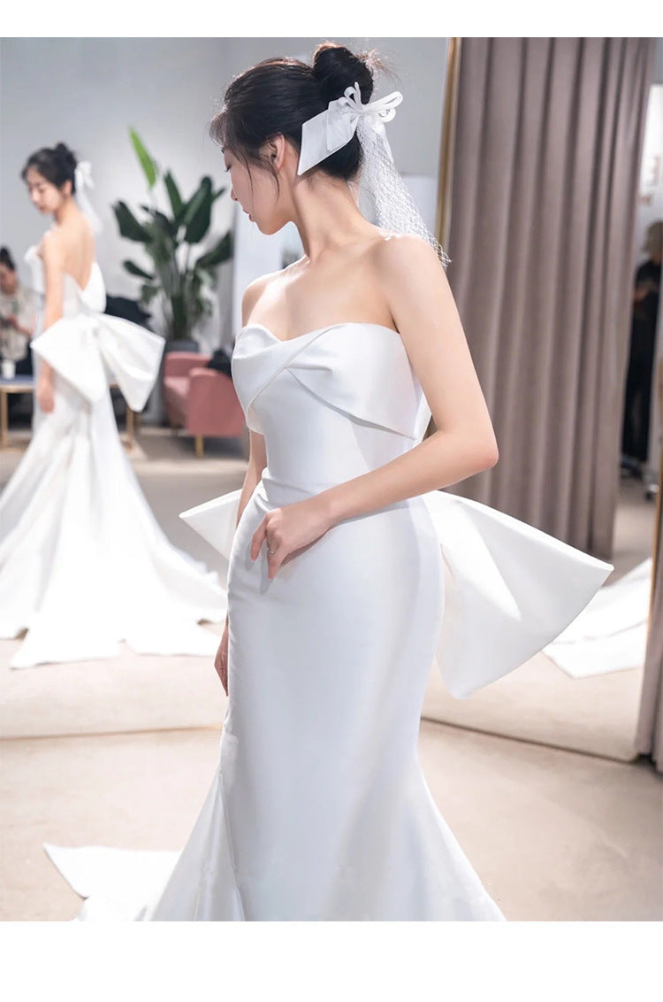 Backless Trailing Mermaid Wedding Dress