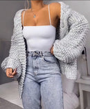 Faux Mohair Knitted Loose Sweater Cardigan