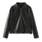 Lapel Zipper Jacket Leather Coat