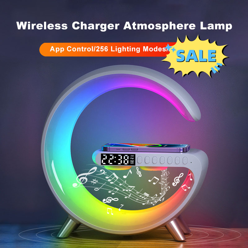 G Shaped LED Lamp Bluetooth Speaker Wireless Charger Atmosphere Lamp with App Control For Bedroom Home Décor