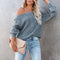 Loose V-neck Lantern Long Sleeve Sweater