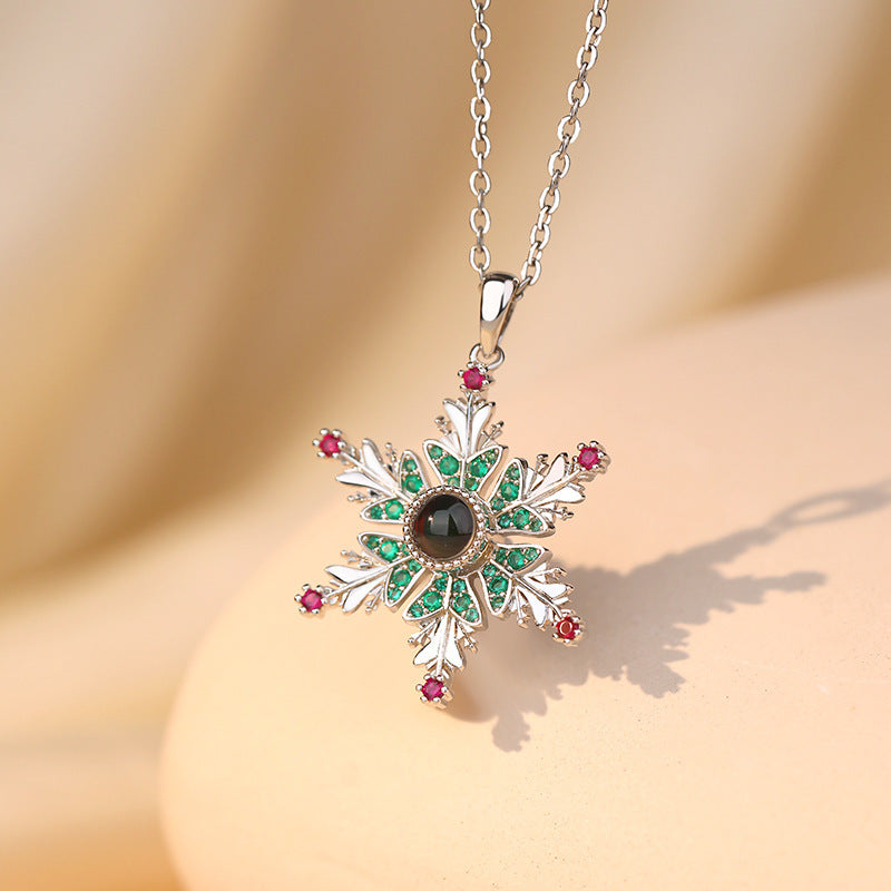 New Christmas Snowflake Necklace With Projection Design