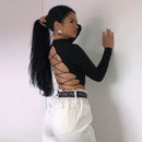 Backless Lace-up Long-Sleeved Top