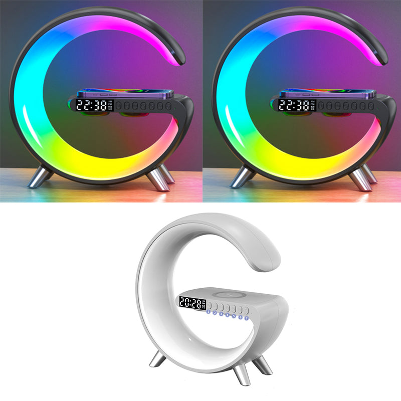 G Shaped LED Lamp Bluetooth Speaker Wireless Charger Atmosphere Lamp with App Control For Bedroom Home Décor