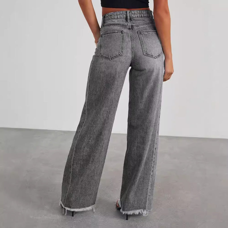 High-Waisted Wide-Leg Jeans with Pockets