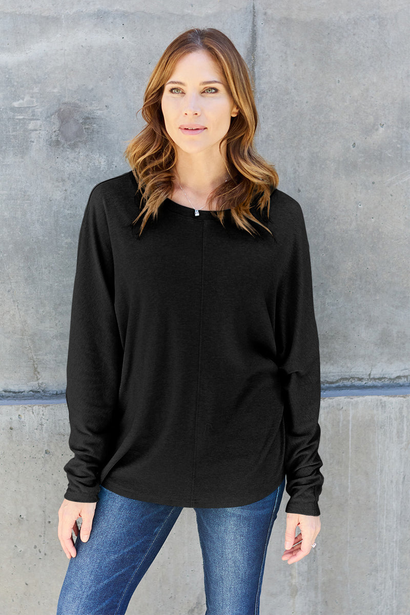 Round Neck Baggy Long Sleeve T-Shirt