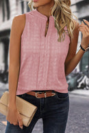 Solid Notched Sleeveless Blouse